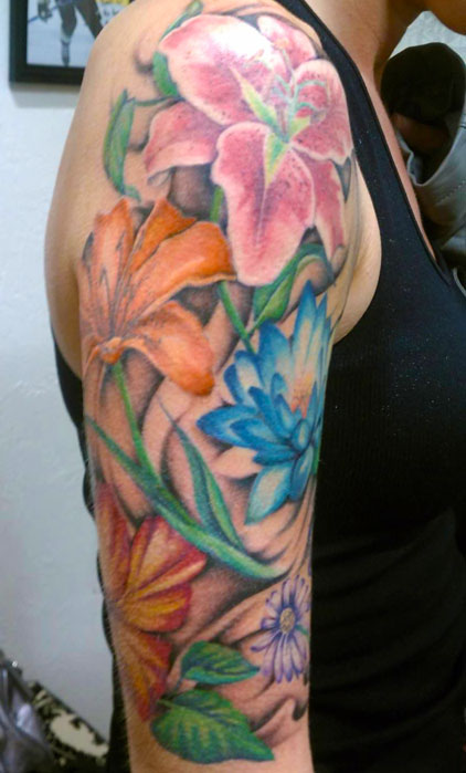 Hibiscus Flower Tattoo Sleeve