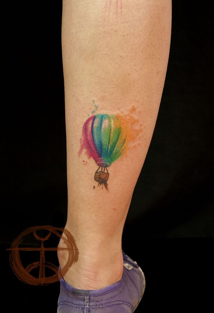Hot Air Balloon Watercolor Tattoo