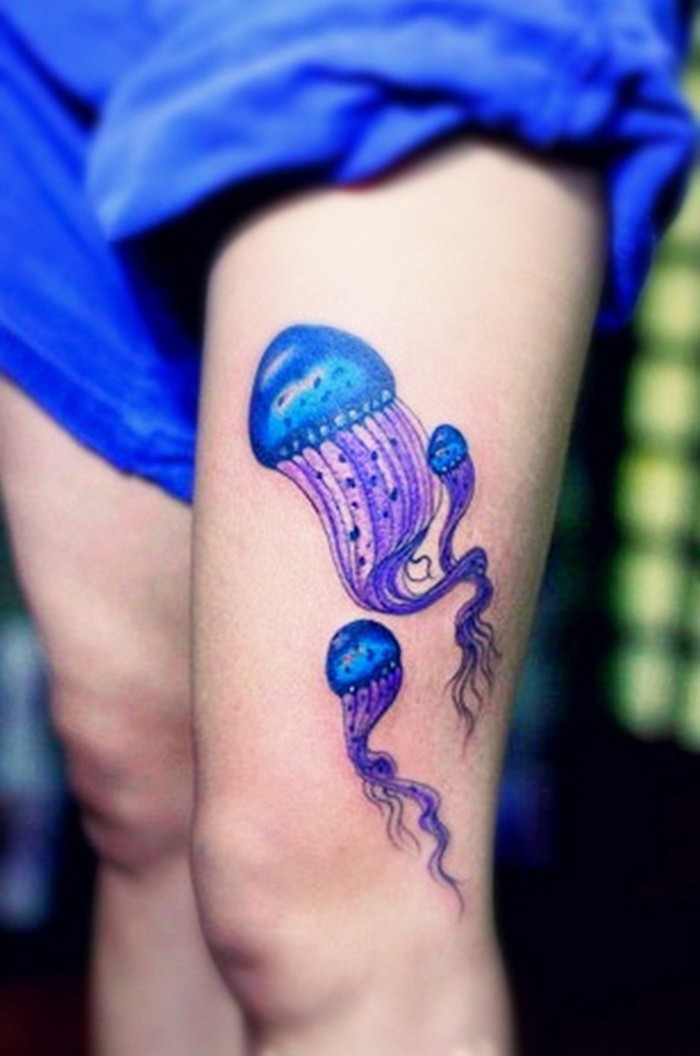 Jellyfish Tattoo On Thigh