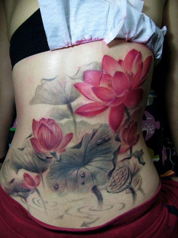 Lily Pad and Lotus Flower Tattoo