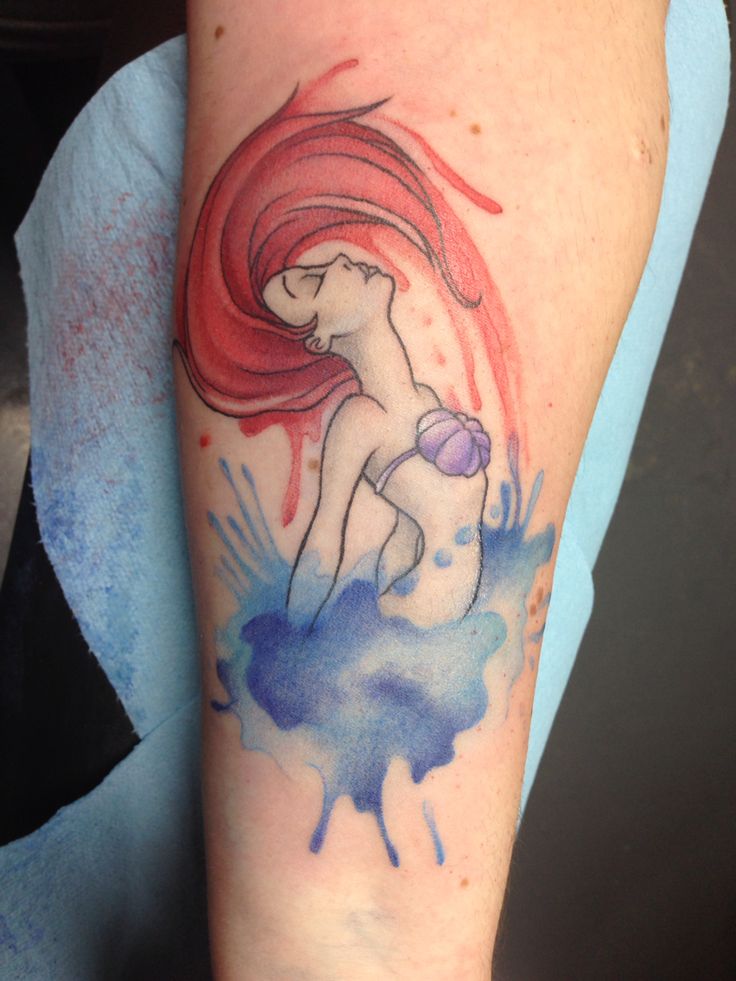 Little Mermaid Watercolor Tattoos