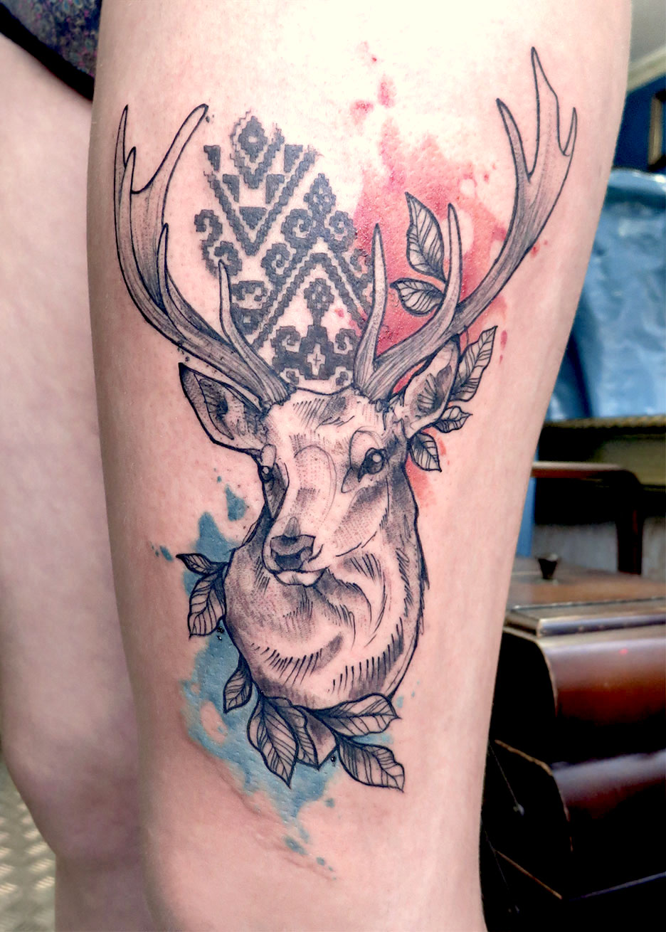 Mandala Deer Head Tattoo