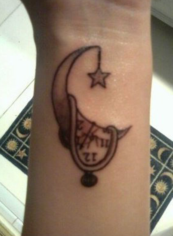 Moon and Stars Tattoo On Wrist