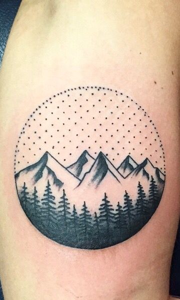 Mountain Pointillism Tattoo