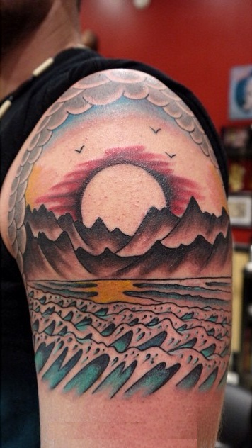 Mountain Sunset Tattoo Idea