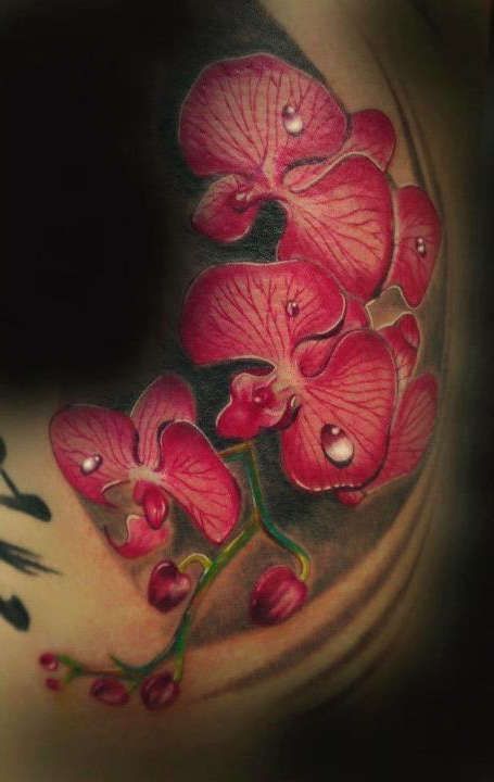 Orchid Back Tattoo Red