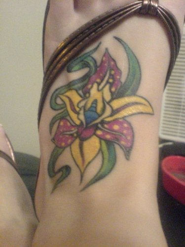 Orchid Flower Foot Tattoo