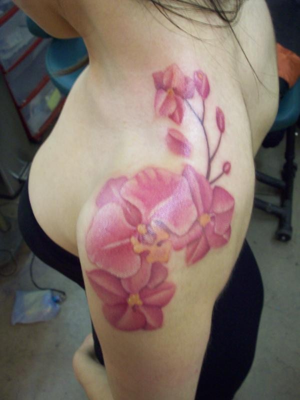 Orchid Flower Tattoo Shoulder