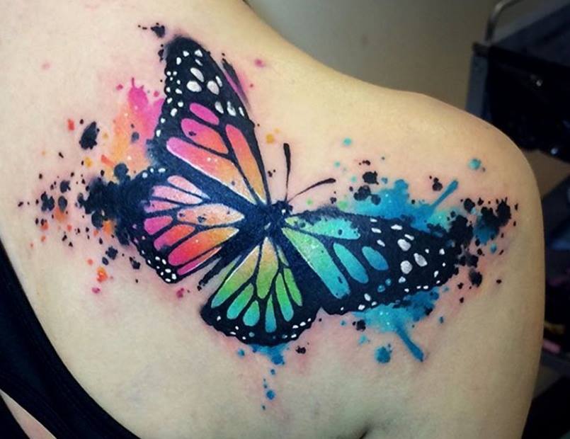 Paint Splatter Butterfly Tattoo