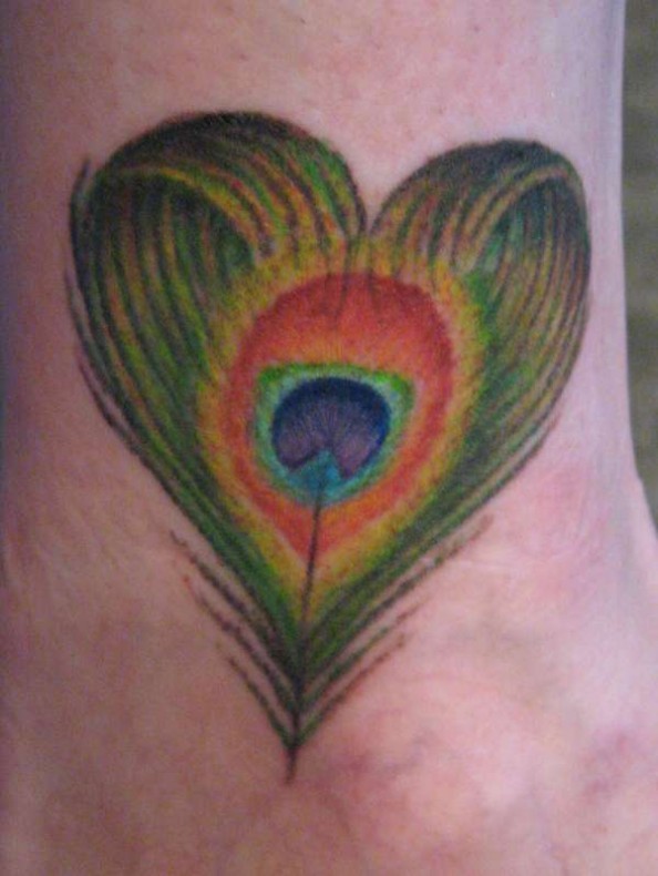 Peacock Feather Heart Tattoo