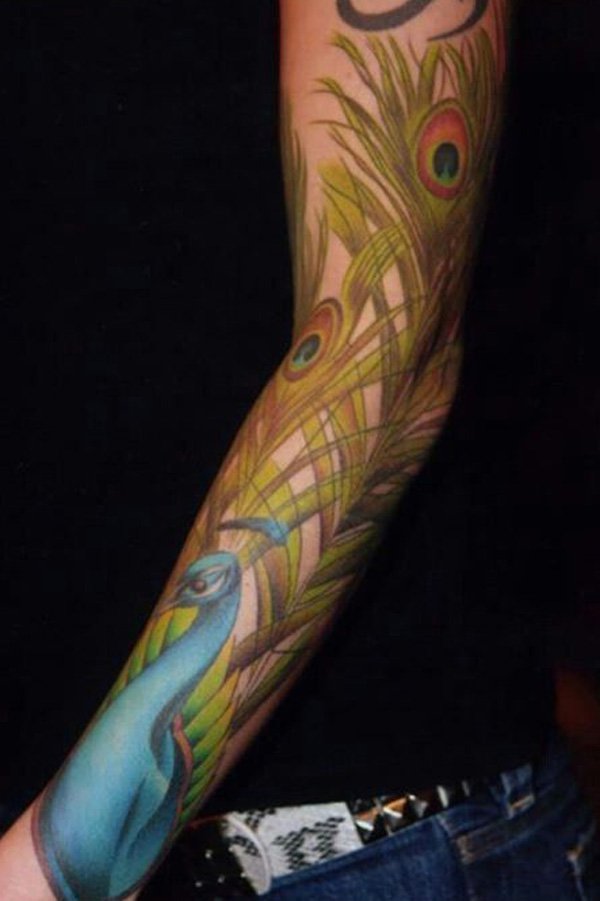 Peacock Sleeve Tattoo Designs