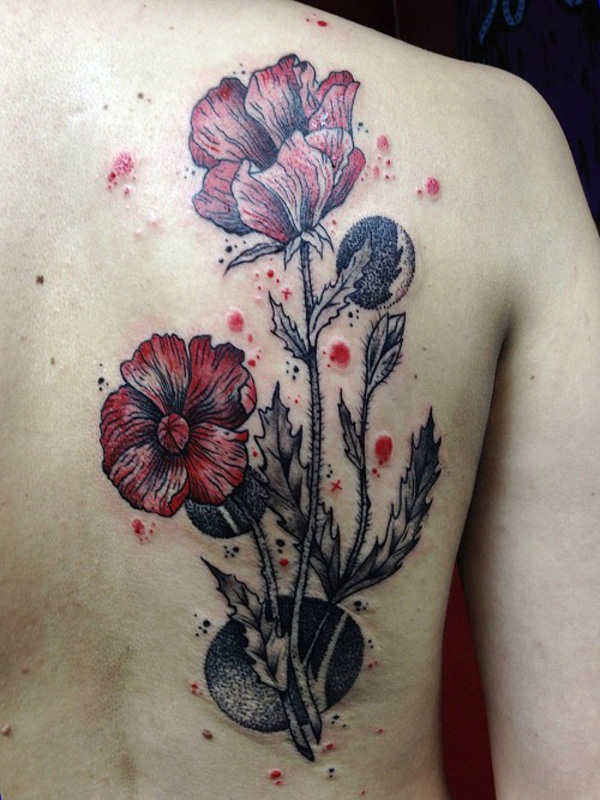 Poppy Flower Tattoos back Ideas