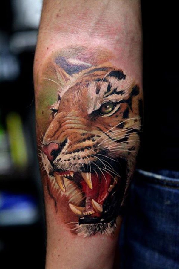 Realistic Tiger Head Tattoo