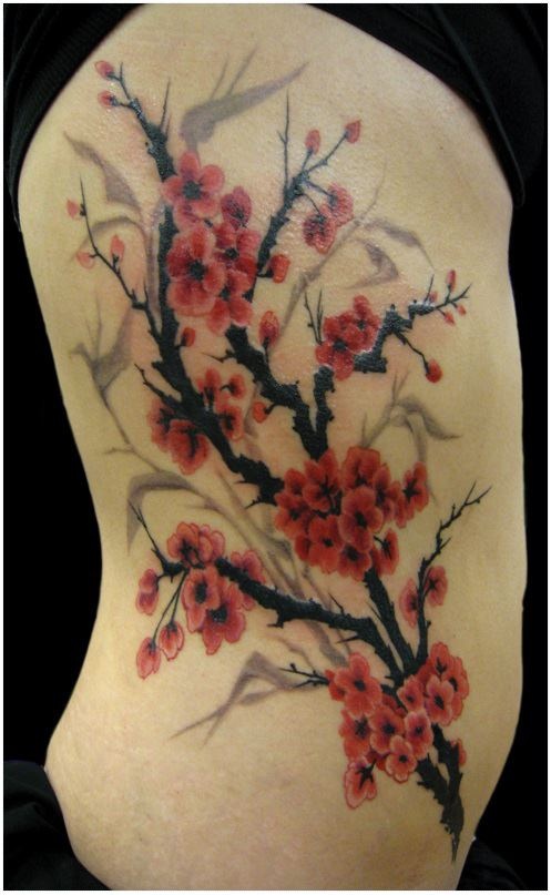 Red Cherry Blossom Tree Tattoo New