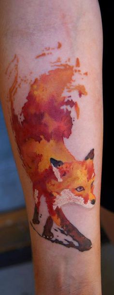 Red Fox Watercolor Tattoo