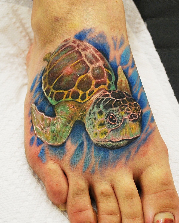 Sea Turtle Tattoo On Foot