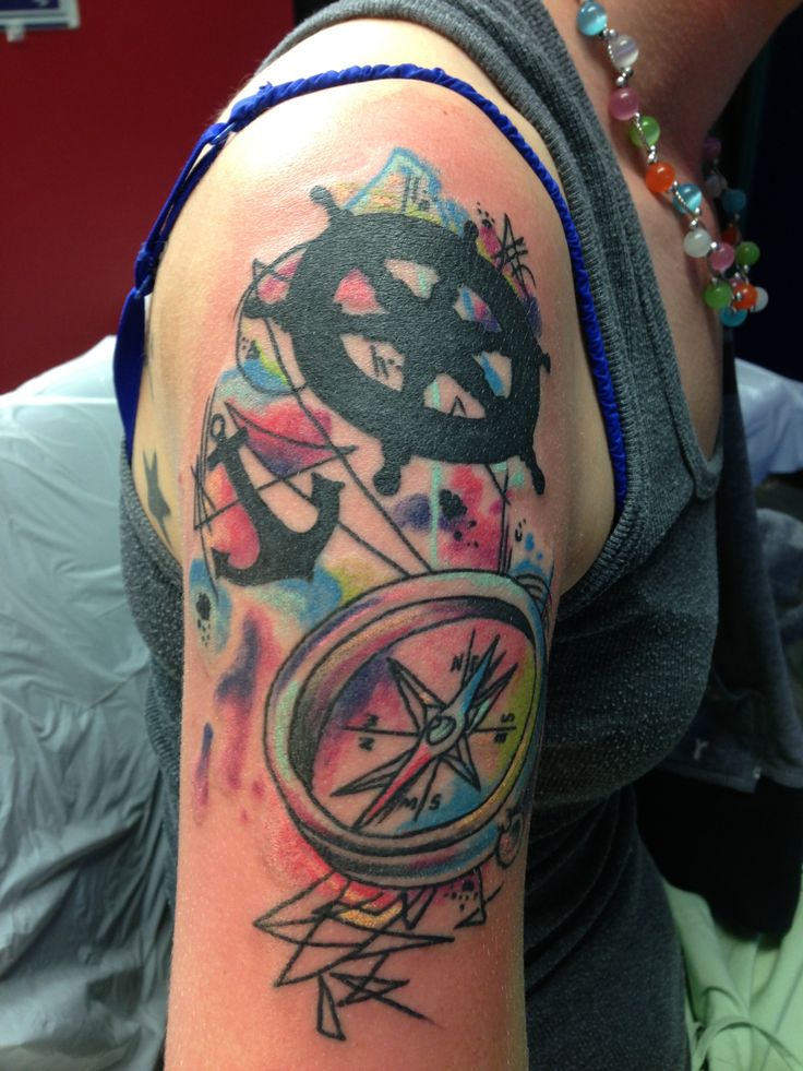 Ship Wheel Compass Anchor Tattoo