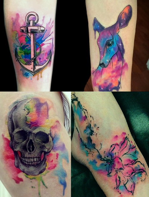 Skull Watercolor Tattoos Galaxy