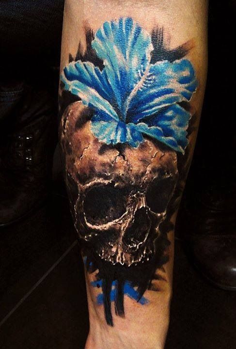 Skull and Flower Tattoo Designs