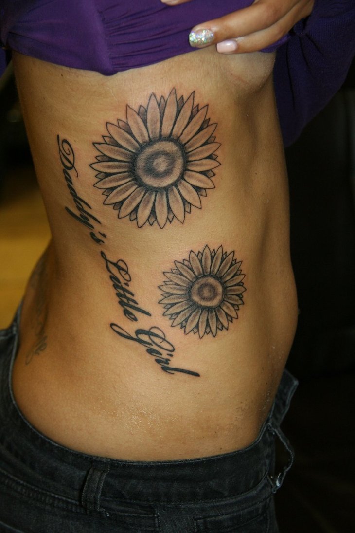 Small Sunflower Tattoo Black