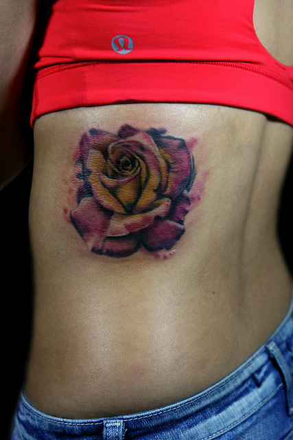 Soft Watercolor Rose Tattoo