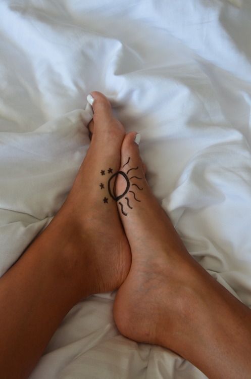 Sun and Moon Matching Tattoos