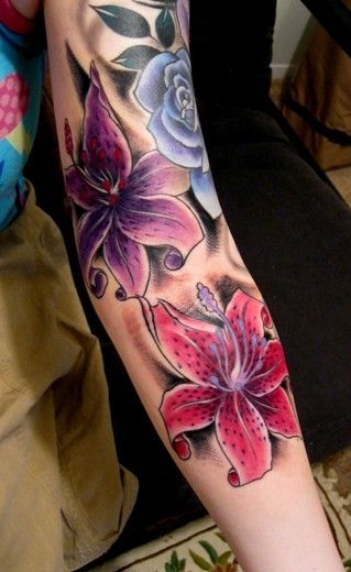 Tiger Lily Half Sleeve Tattoo