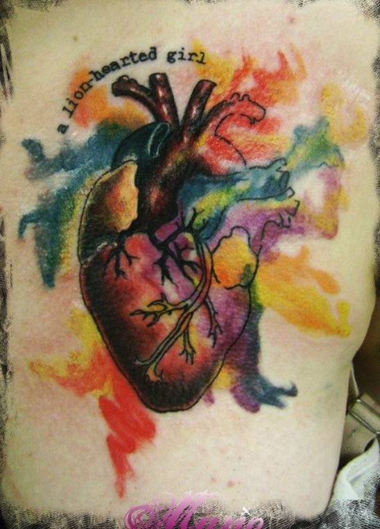 Watercolor Anatomical Heart Tattoo ideas