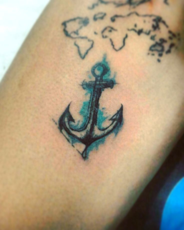 Watercolor Anchor Tattoo Maping