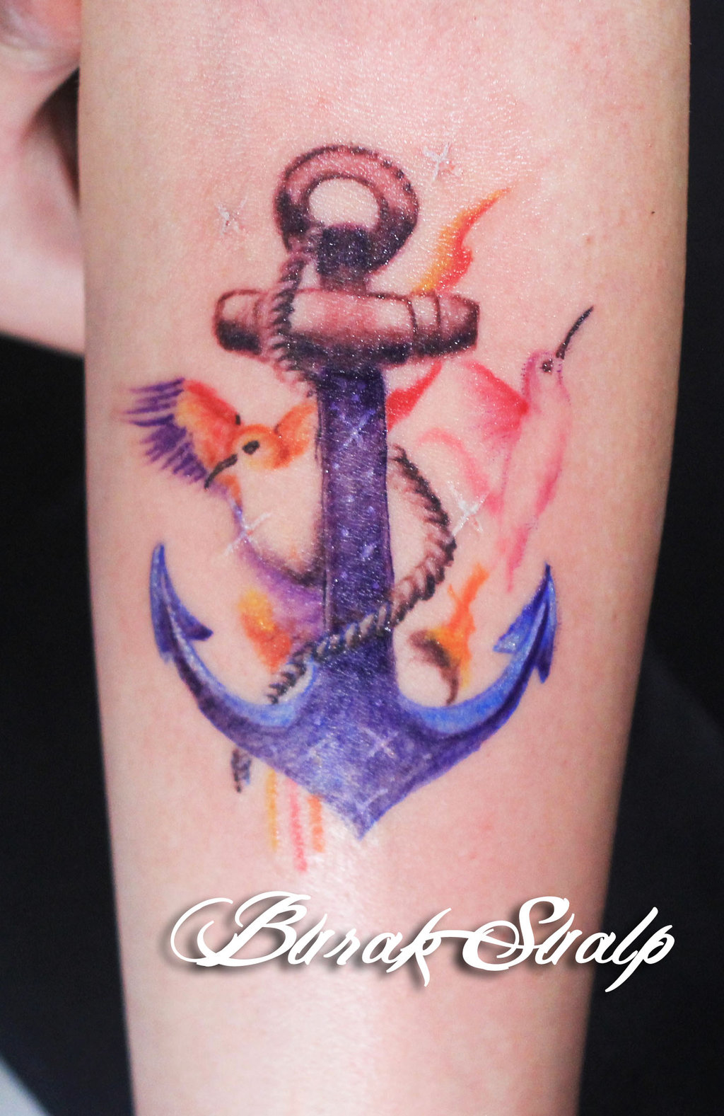Watercolor Anchor Tattoo New