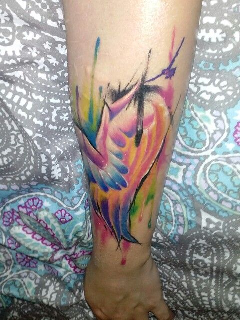 Watercolor Angel Wings Tattoo