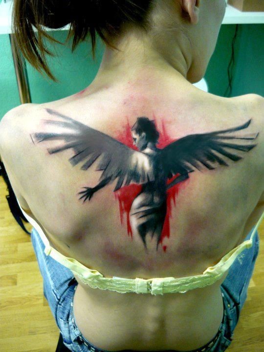 Watercolor Angel Wings Tattoos