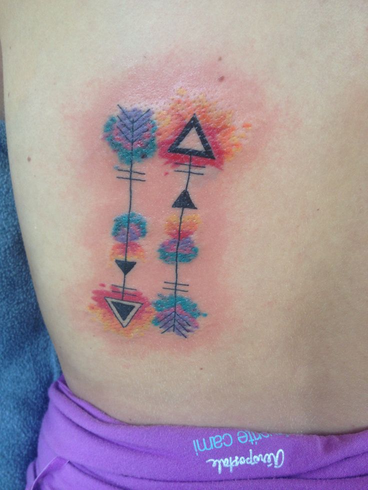 Watercolor Arrow Tattoo back
