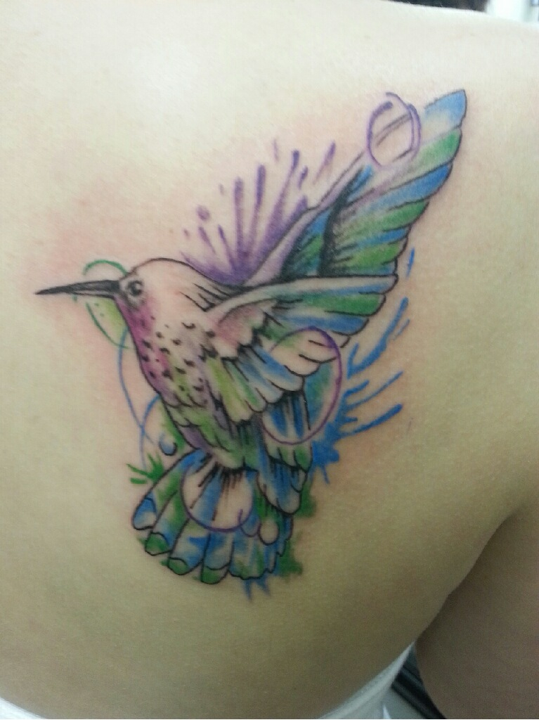 Watercolor Bird Tattoo Shoulder