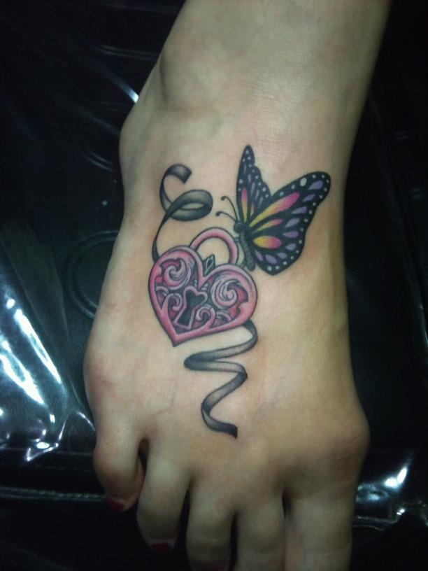 Watercolor Butterfly Tattoo Foot