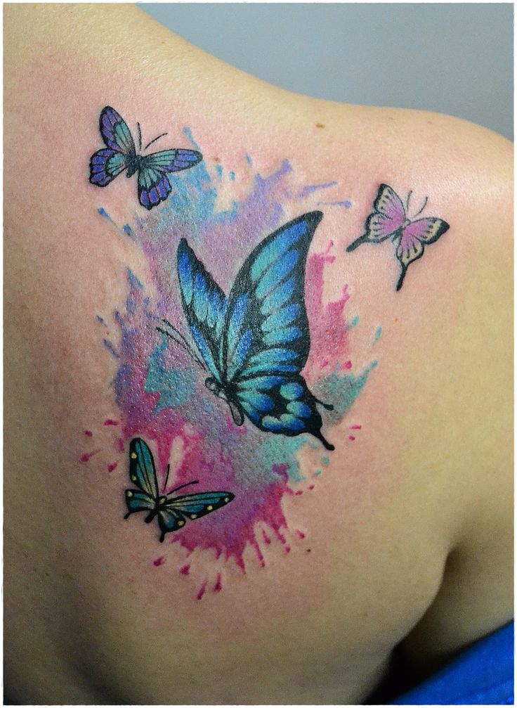 Watercolor Butterfly Tattoos Back