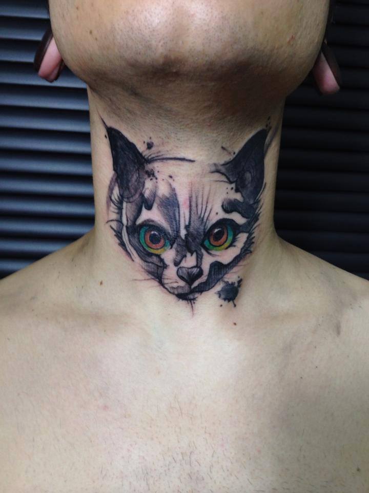 Watercolor Cat Tattoo 2011
