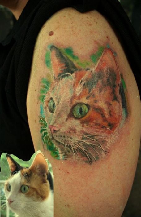 Watercolor Cat Tattoo new