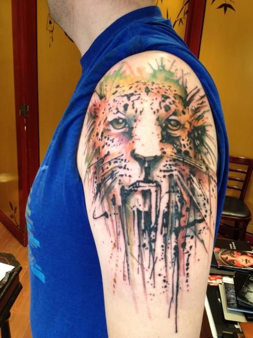Watercolor Cheetah Tattoo