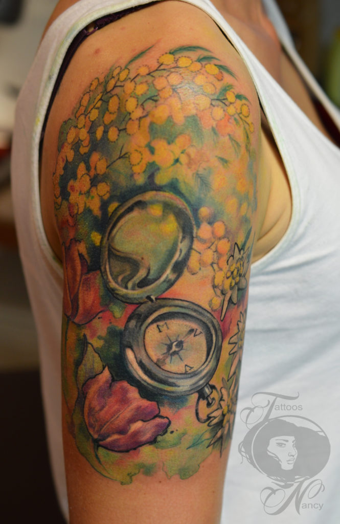 Watercolor Compass Tattoo 2010