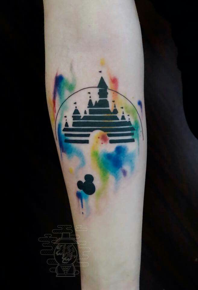 Watercolor Disney Castle Tattoo Ideas new