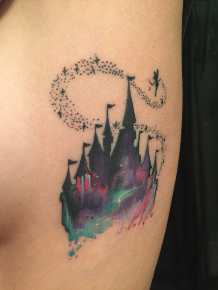 Watercolor Disney Castle Tattoo