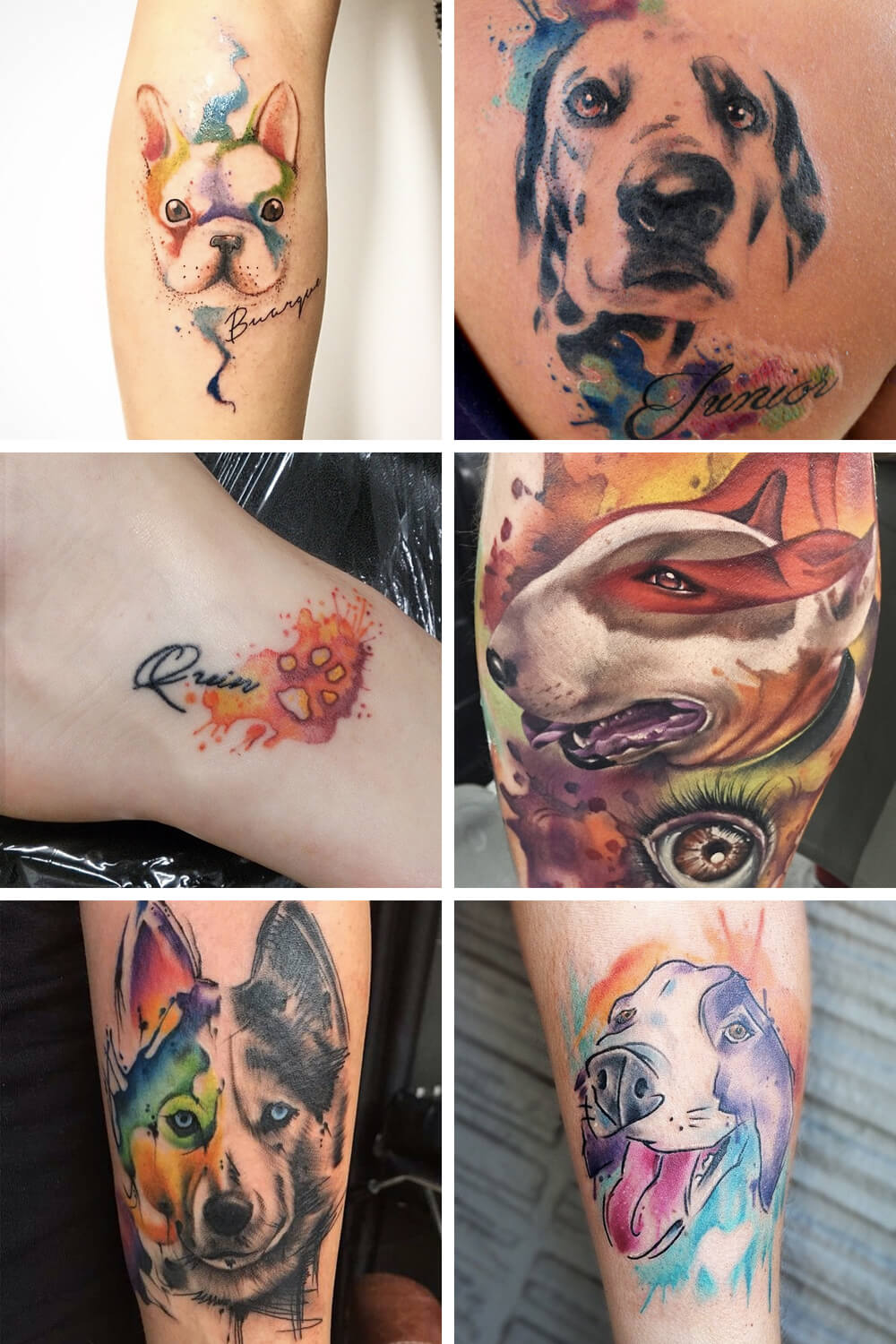 Watercolor Dog Memorial Tattoos