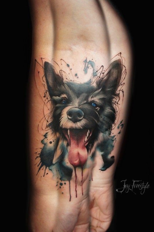 Watercolor Dog Tattoo 2000