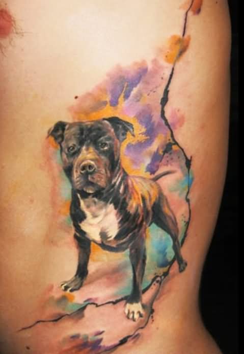 Watercolor Dog Tattoo Side