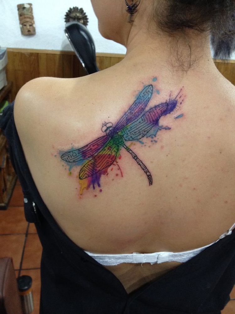 Watercolor Dragonfly Tattoo Design