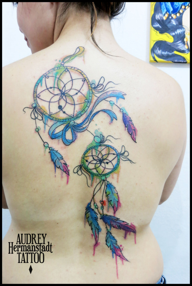 Watercolor Dreamcatcher Tattoo Nicre