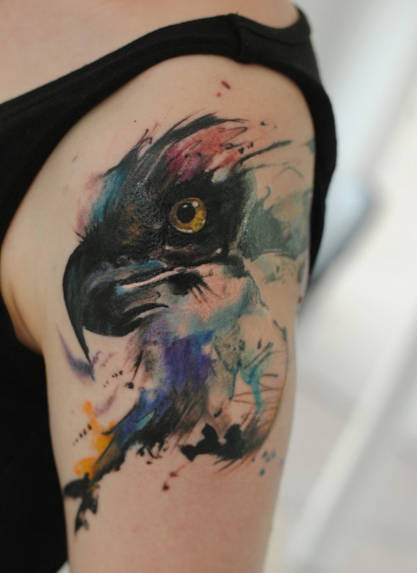 Watercolor Eagle Tattoo Shoulder