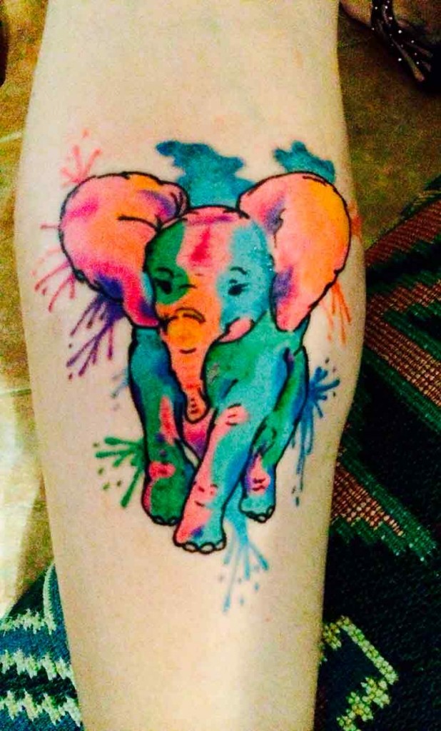 Watercolor Elephant Tattoo 2010