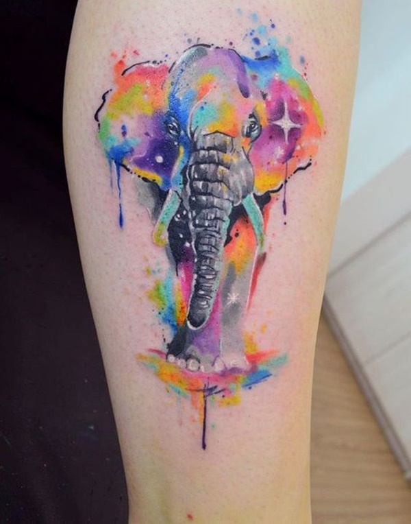Watercolor Elephant Tattoo 2014